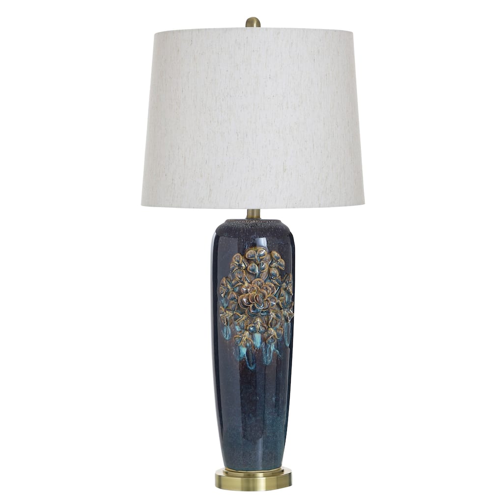 StyleCraft Ceramic Table Lamp - Leto Blue - White Shade