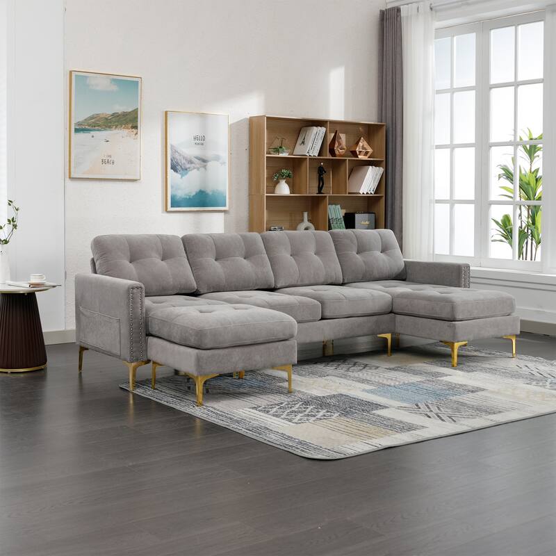 110" L-Shape Convertible Sectional Sofa Couch