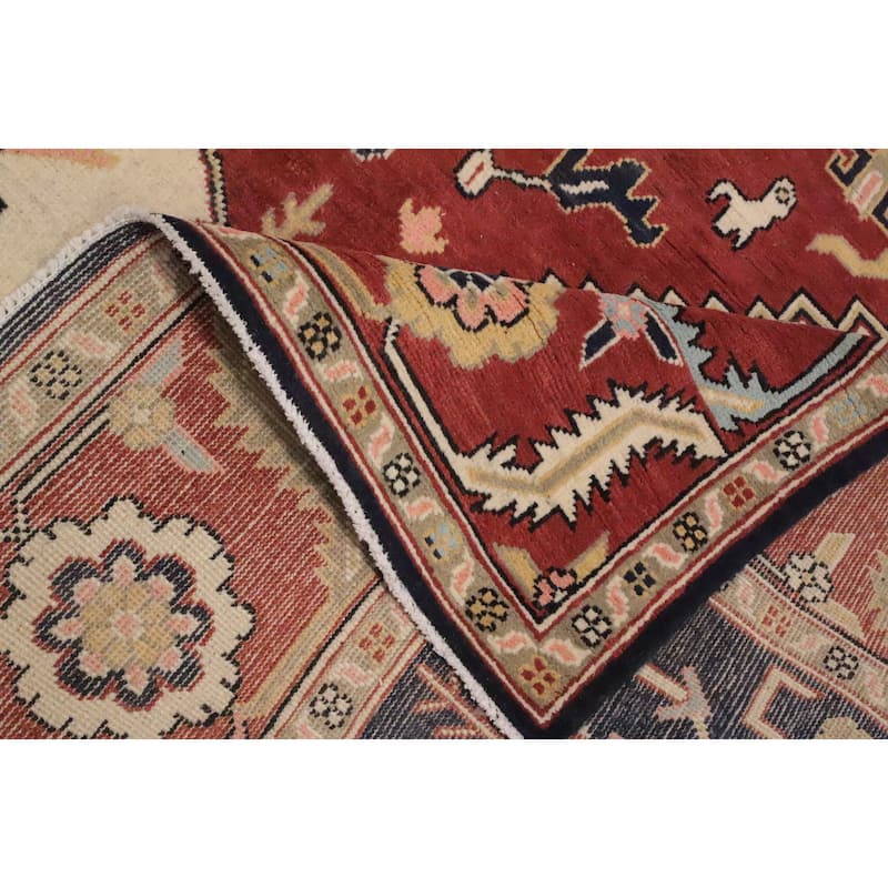 Hand Knotted Oriental 100% Wool Carpet Traditional Medallion Oranges & Rust Heriz (serapi) Area Rug - 9' 1'' X 6' 4''