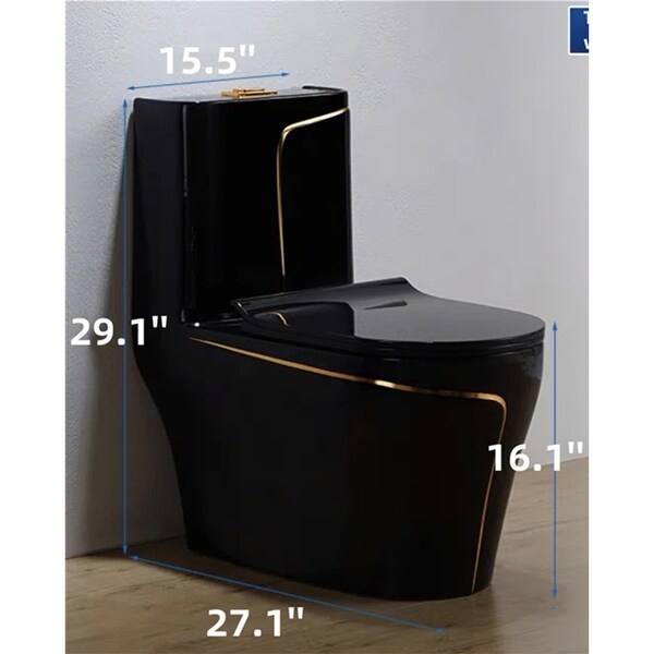 Black Comfort Ceramic One Piece Toilet with Seat - On Sale