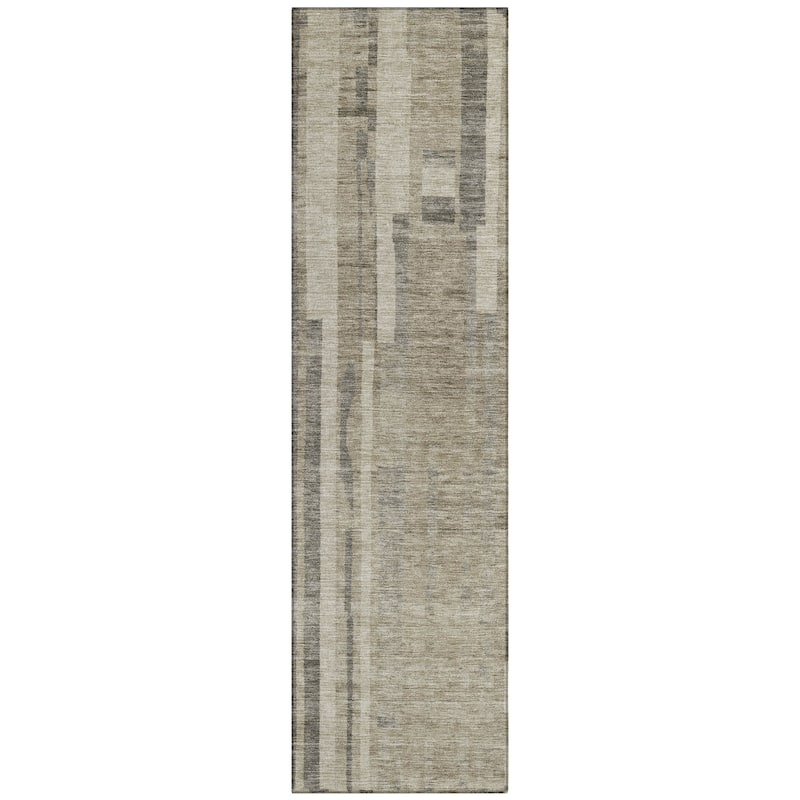Machine Washable Indoor/ Outdoor Modern Stripes Chantille Rug