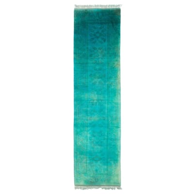 ECARPETGALLERY Hand-knotted Color Transition Teal Wool Rug - 2'8 x 3'10
