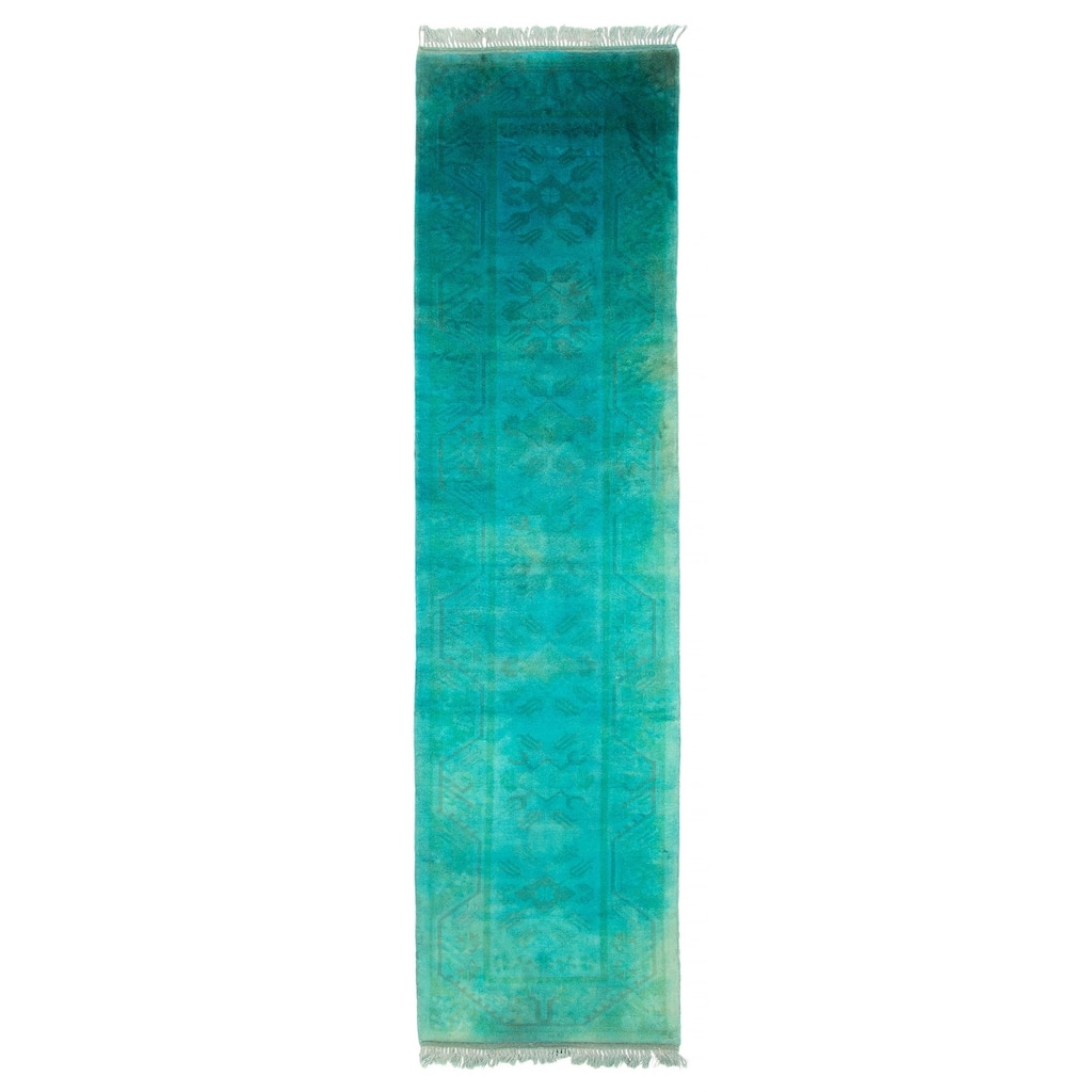 ECARPETGALLERY Hand-knotted Color Transition Teal Wool Rug - 2'8 x 3'10