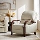 preview thumbnail 3 of 17, Alex Mid-century Modern Genuine Leather Manual Recliner with Wooden Curved Arms