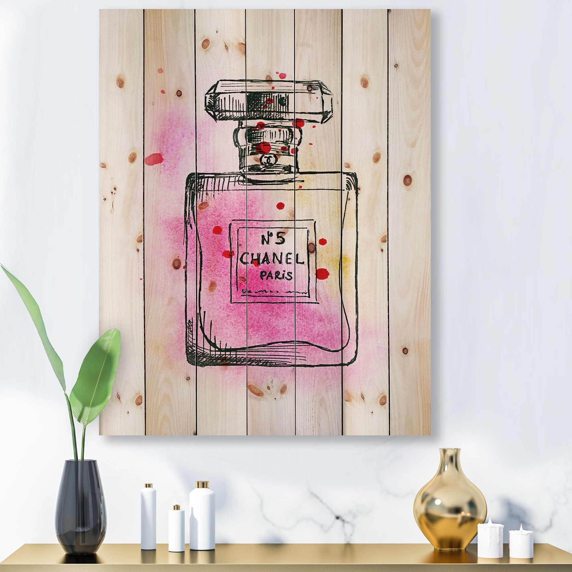Designart 'Perfume Chanel Five IV' French Country Print on Natural