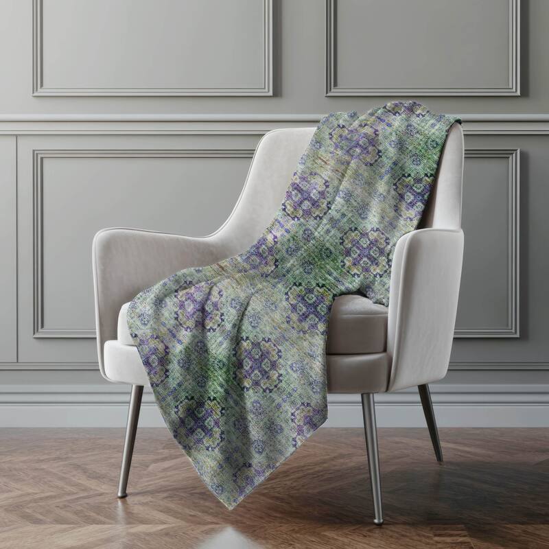 Premium Machine Washable Boho Imprints Sherpa Throw Blanket - Purple - 4'2" x 5'10"