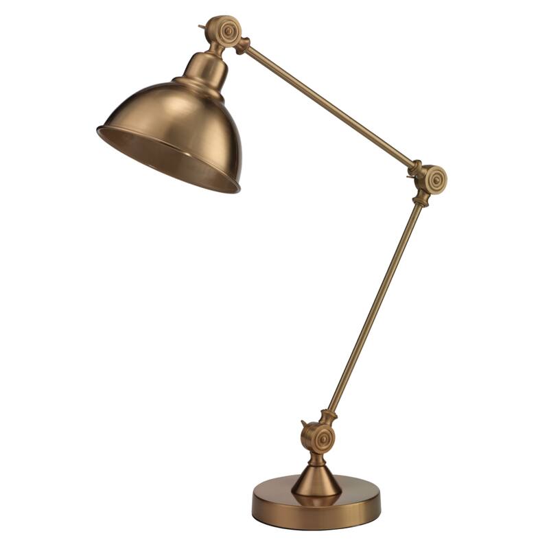 Alden Décor Timothy Metal Adjustable Table Lamp, Antique Brass