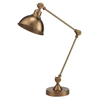 Alden Décor Timothy Metal Adjustable Table Lamp, Antique Brass