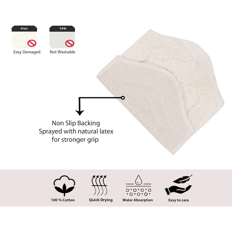 Waterford Collection 100% Cotton Non-Slip Bathroom Rug Set, Machine Washable Bath Rug, 5 Piece Bath Mat Set with Contour