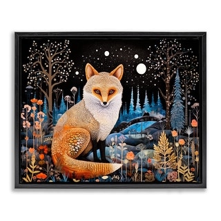 Stupell Forest Fox in Nature Framed Floater Canvas Wall Art Design By