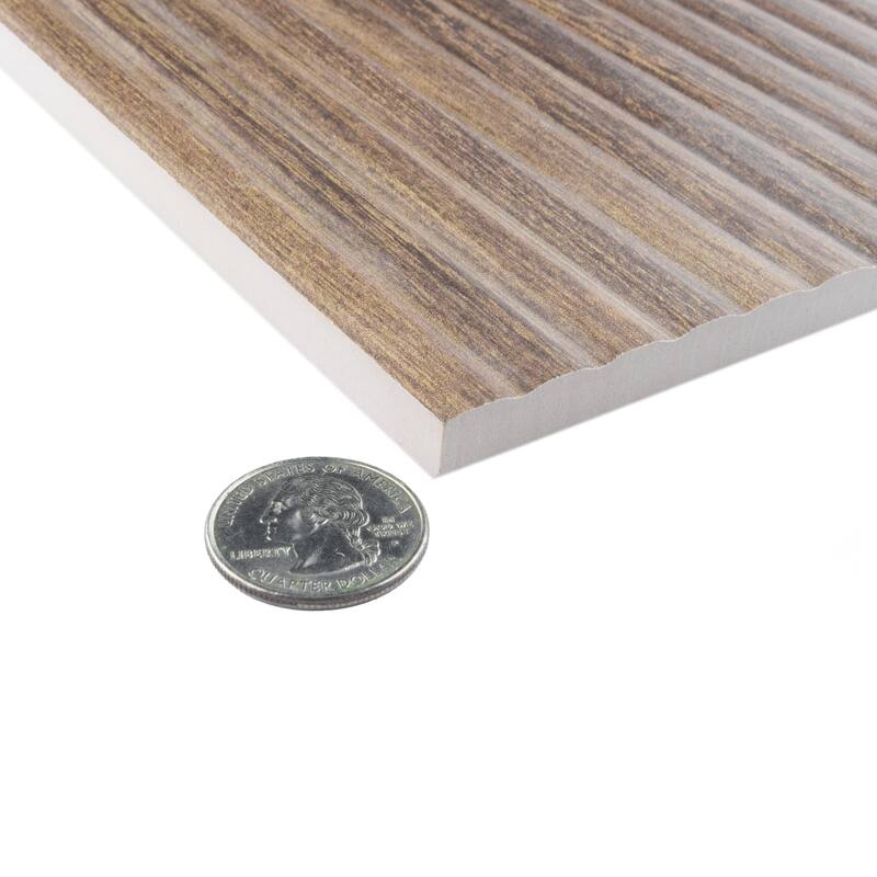 Merola Tile Larchwood Ipe 15-3/4" x 47-1/4" Fluted Ceramic Wall Tile
