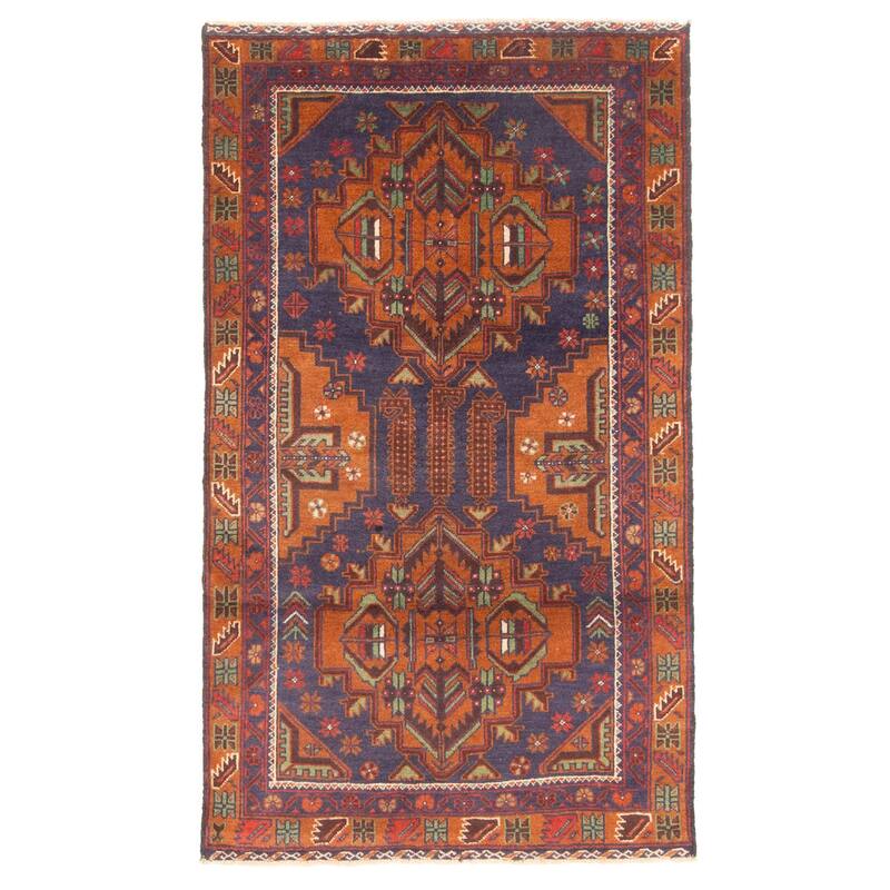 ECARPETGALLERY Hand-knotted Teimani Dark Navy Wool Rug - 2'8 x 4'9