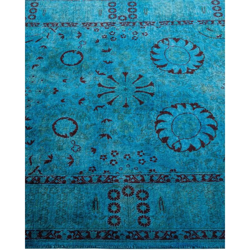 Overton Hand Knotted Wool Vintage Inspired Modern Contemporary Overdyed Blue Area Rug - 3' 1" x 5' 5"