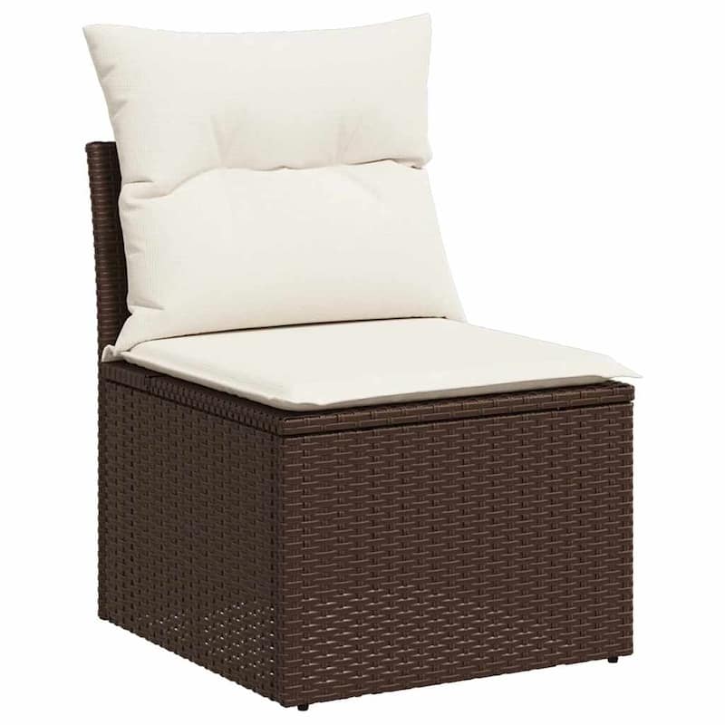vidaXL Patio Sofa Set with Cushions Outdoor Furniture 6 Piece Poly Rattan - 21.7 x 39.4 x 28.7