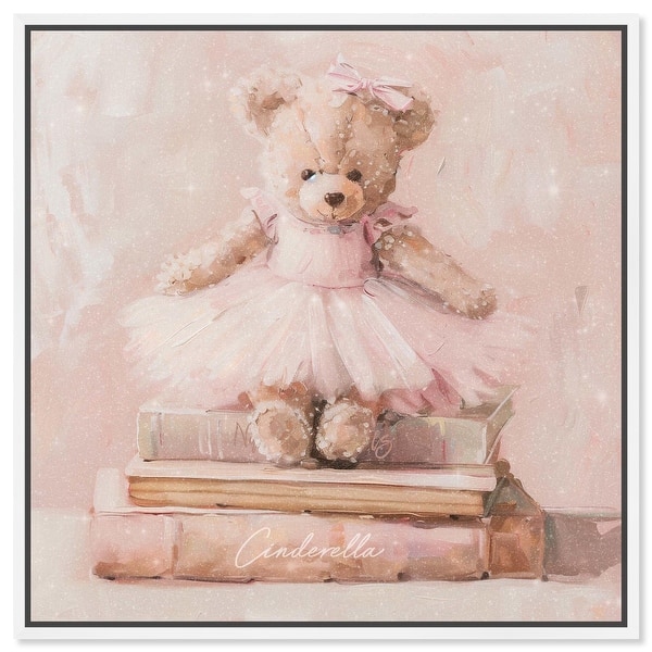 slide 2 of 7, Ballerina Teddy Books Canvas Kids Art Prints by Art Remedy 12" x 12" - White