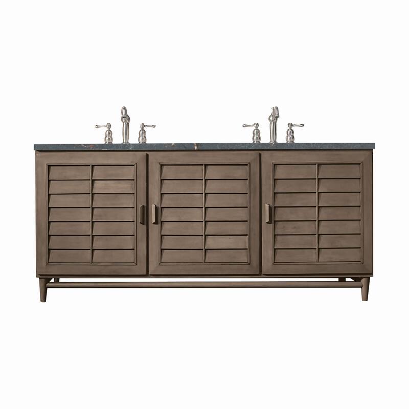 James Martin Vanities 620-V72-3PBL Portland 72" Double Basin Wood - Whitewashed Walnut - Walnut Finish