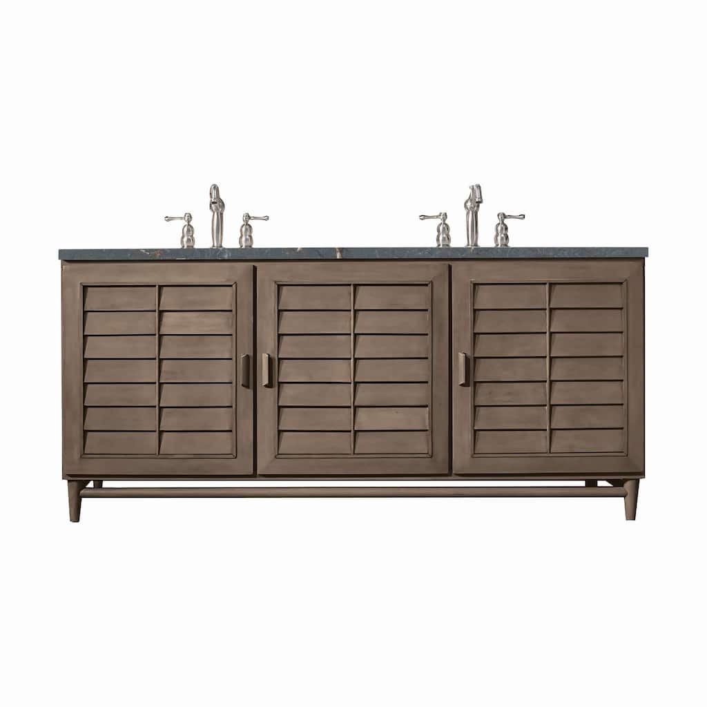 James Martin Vanities 620-V72-3PBL Portland 72" Double Basin Wood