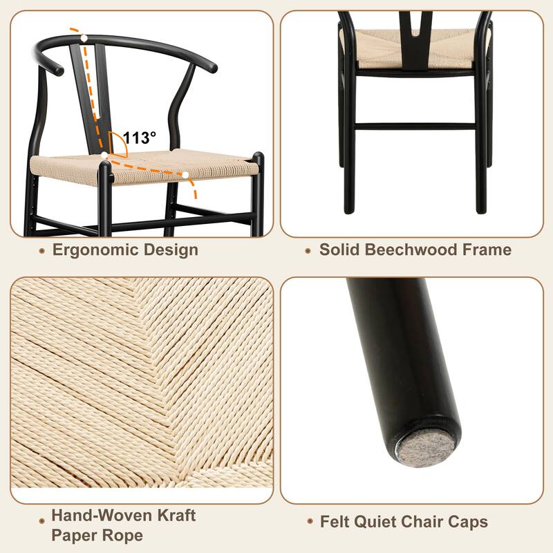 Set of 2 Handwoven Boho Dining Chairs