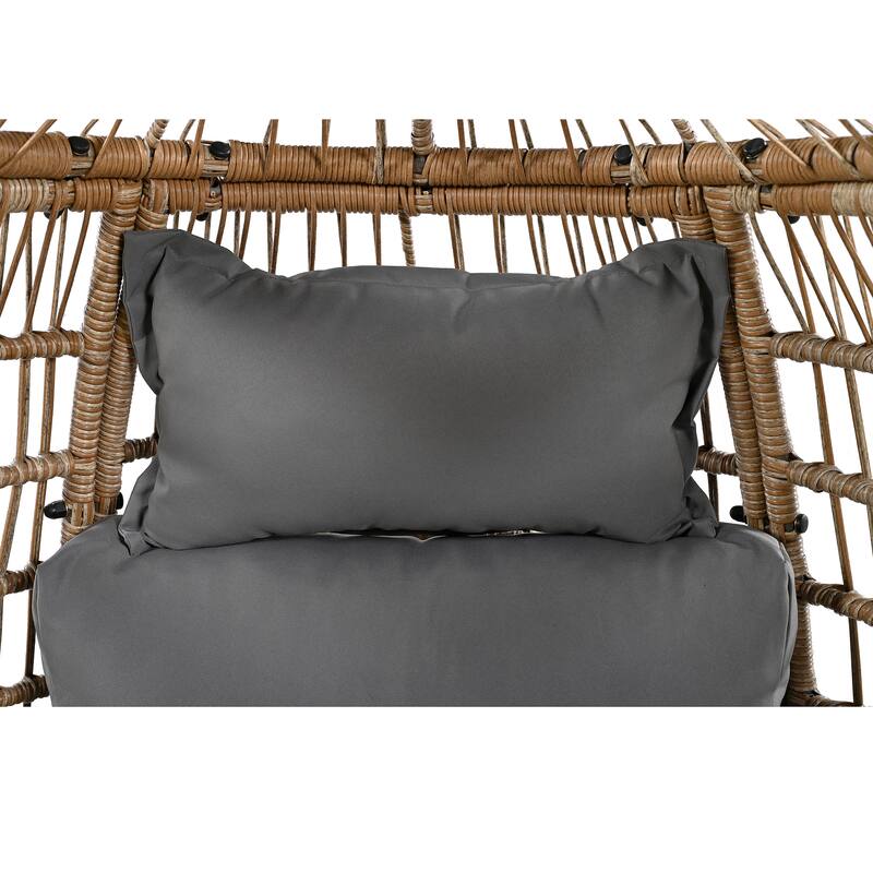 Outdoor Patio Rattan Swivel Egg Chair with Rocking Function