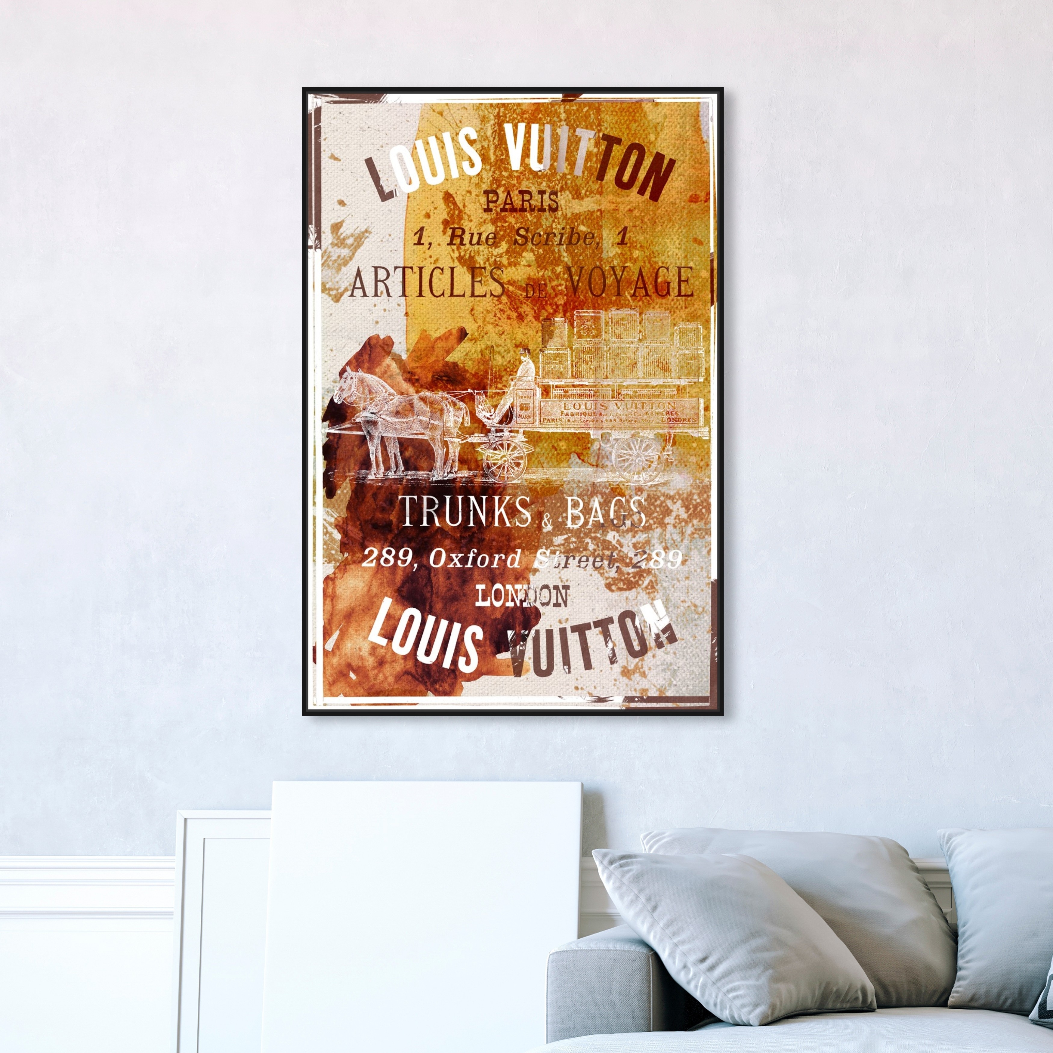 Oliver Gal Fashion and Glam Wall Art Framed Canvas Prints 'Articles de Voyage Gold Leaf' Road Signs - Gold, White - 30 x 45