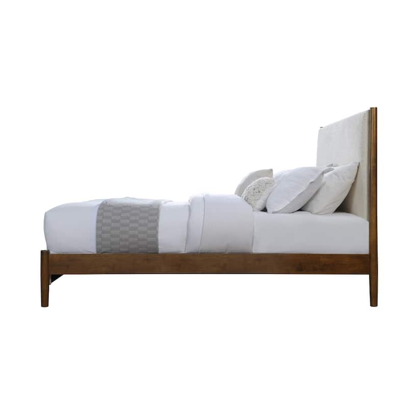 Callan Cream Boucle Upholstered Queen Platform Bed Frame