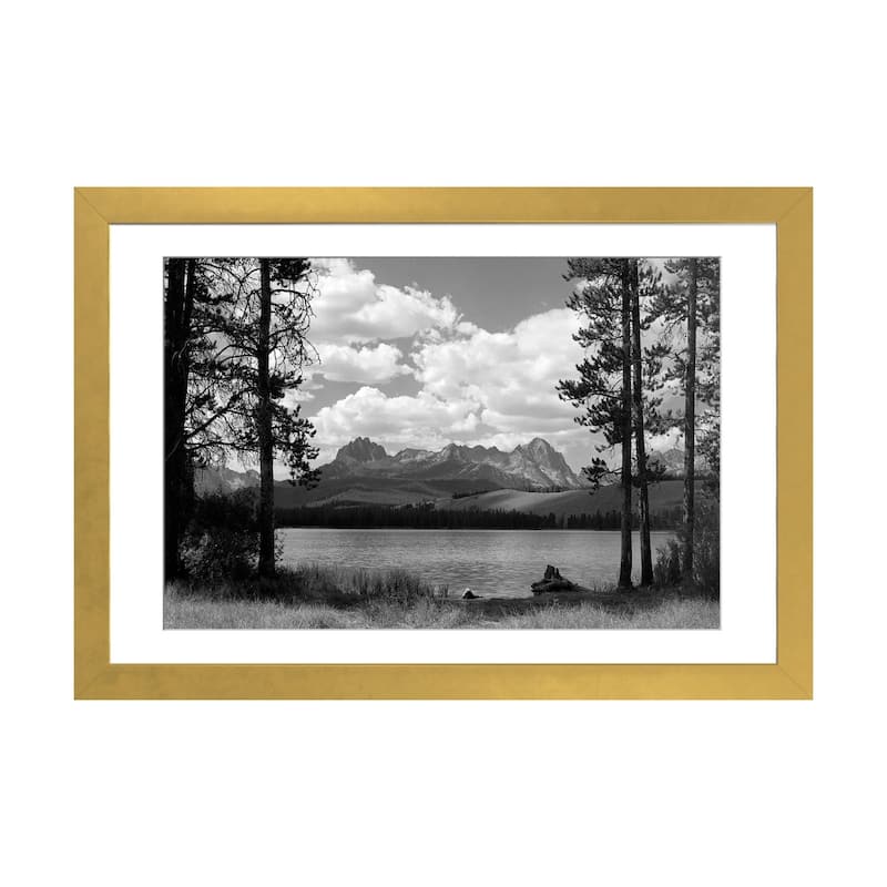 iCanvas "1960s Little Red Fish Lake In Idaho With Saw Tooth Mountains In Background Viewed" by Vintage Images - Gold - 16x24x1