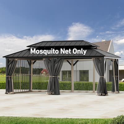 Gazebo Mosquito Netting Replacement Universal 4-Panel Sidewalls 12' x 20',Double Zipper (Mosquito Net Only)