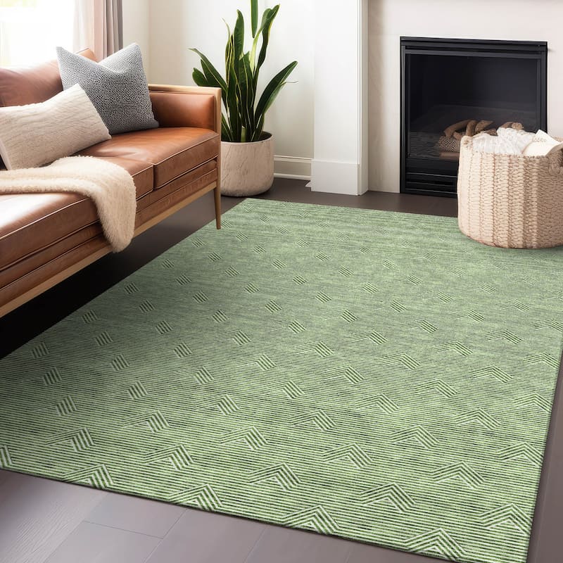 Machine Washable Indoor/ Outdoor Chantille Contemporary Stripe Rug