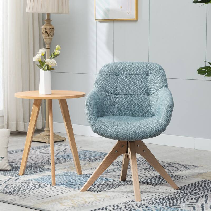 Modern Home Office Swivel Desk Chair Fabric Accent Chair - Blue