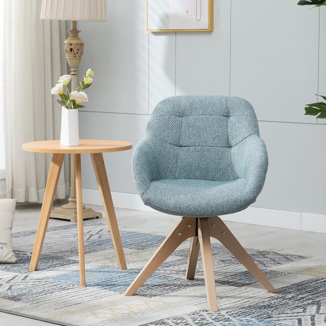 Modern Home Office Swivel Desk Chair Fabric Accent Chair - Blue