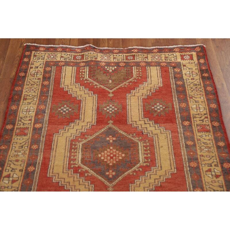 Vegetable Dye Ardebil Persian Runner Rug Hand-knotted Wool Carpet - 3'3"x 12'8"