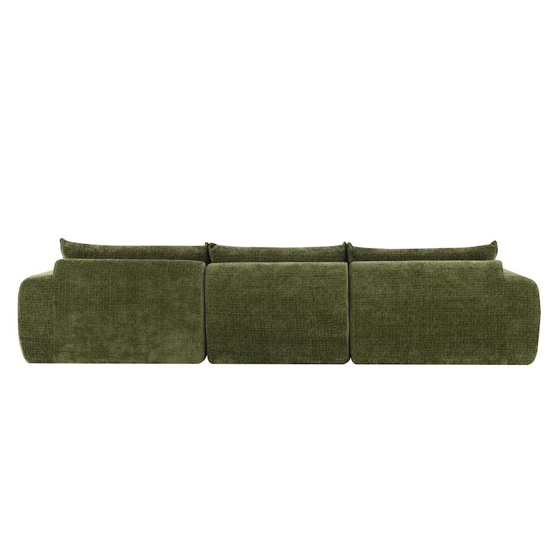116" Fully Compressed Green Chenille Sofa with High Density Foam, No Assembly, Free Combination