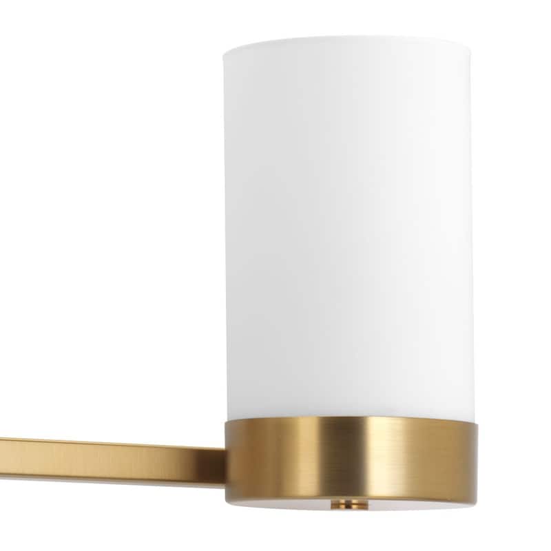 Elevate Collection Four-Light Brushed Bronze Etched White Glass Mid-Century Modern Bath Vanity Light - 7.5" x 34.5" x 7.75"
