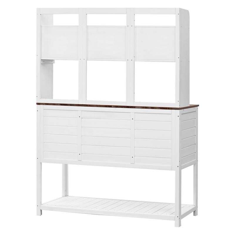 50.2'' Fir Wood Potting Bench with Hutch