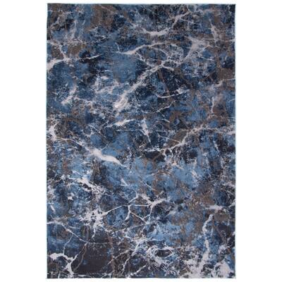 ECARPETGALLERY Blue Marble Modern & Contemporary Rug