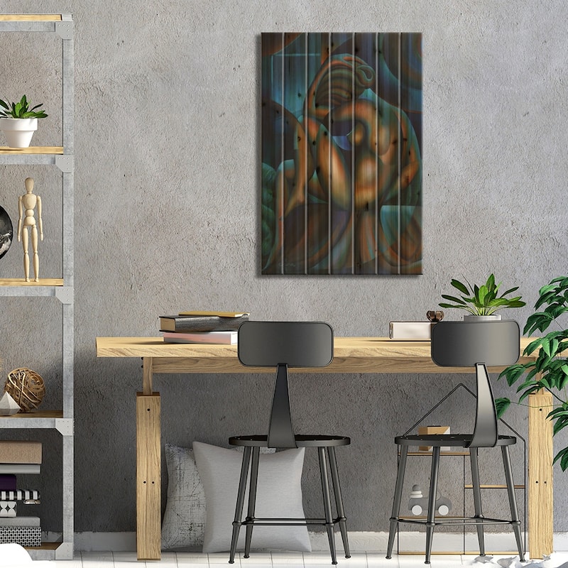 Roundism VIII Print On Wood by Corné Akkers - Multi-Color