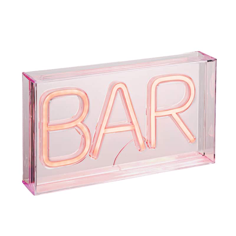 Plastic LED Neon Light with USB Cord "BAR", Red - Red LED - 9.0"L x 1.6"W x 5.0"H