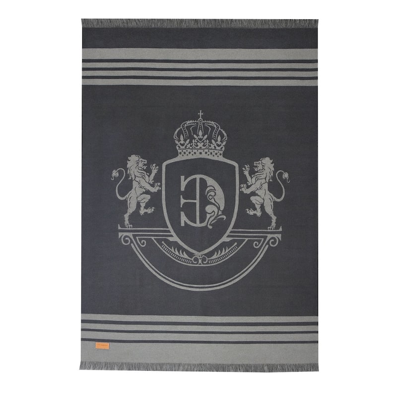 HomeRoots 54" X 74" Charcoal Wool Acrylic Blend Woven Throw Blanket