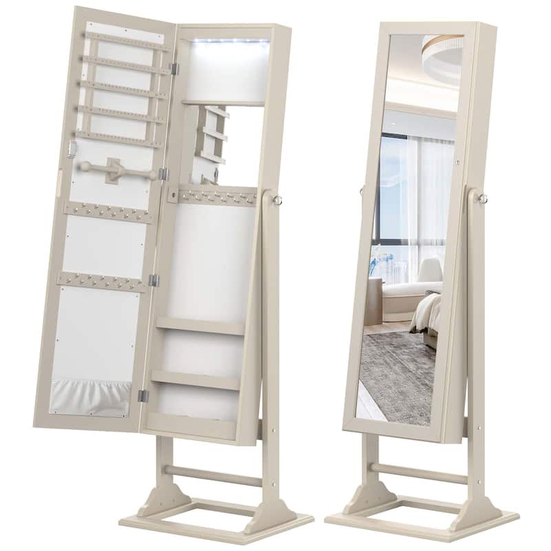 Costway Jewelry Cabinet Full-Length Mirror Lockable Jewelry Armoire - See Details