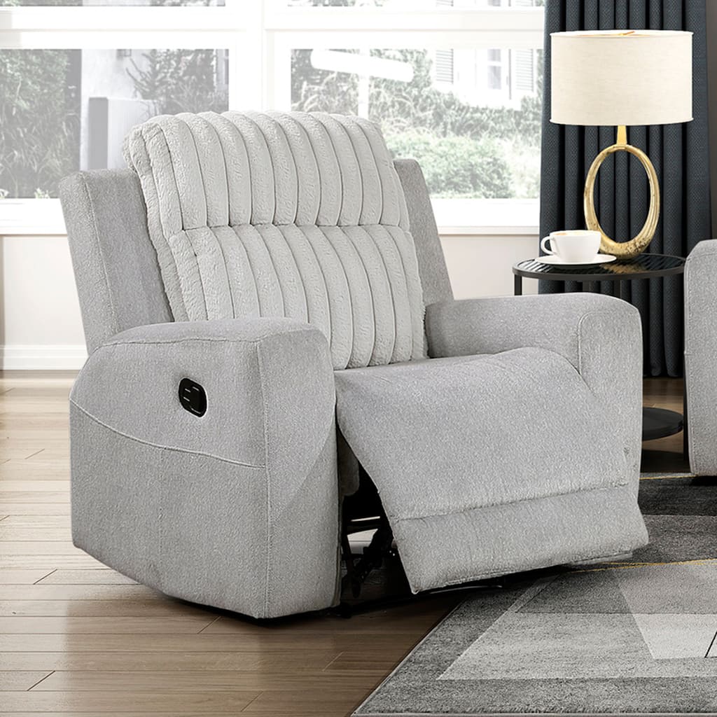 Curtis 36.5" Microfiber and Corduroy Recliner - Tab Pull Motion