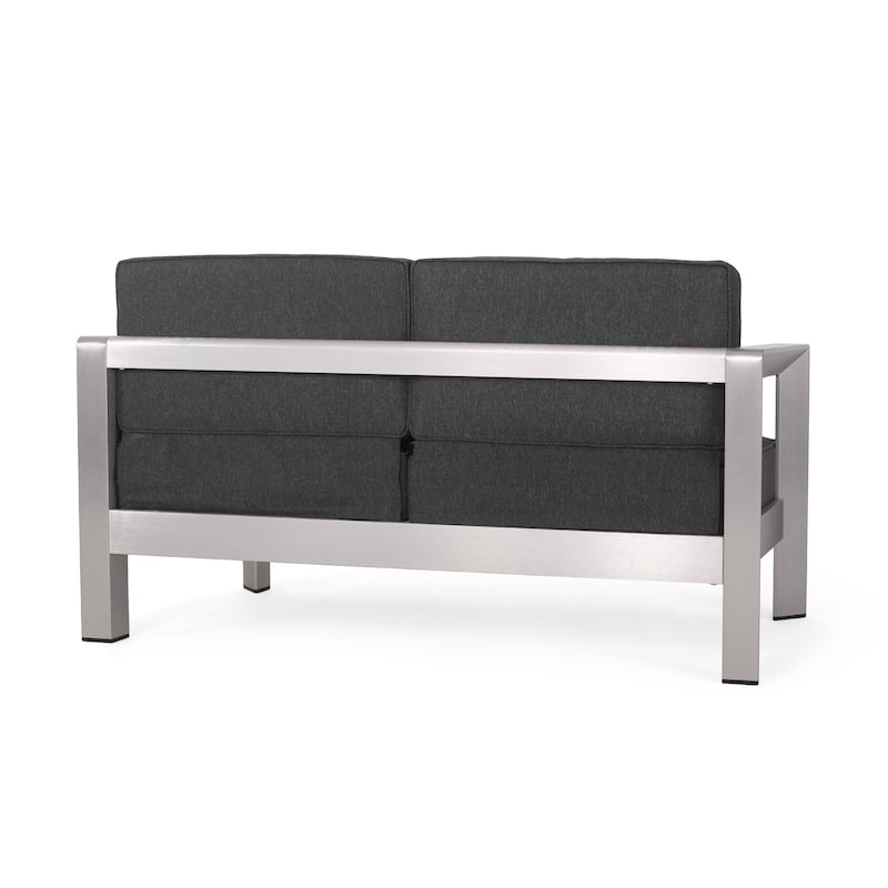 Aviara Outdoor Aluminum Loveseat with Cushions by Christopher Knight Home