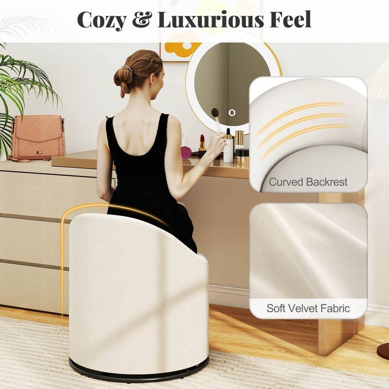Costway 1/2 PCS Barrel Chair with Storage 360° Swivel Upholstered - See Details