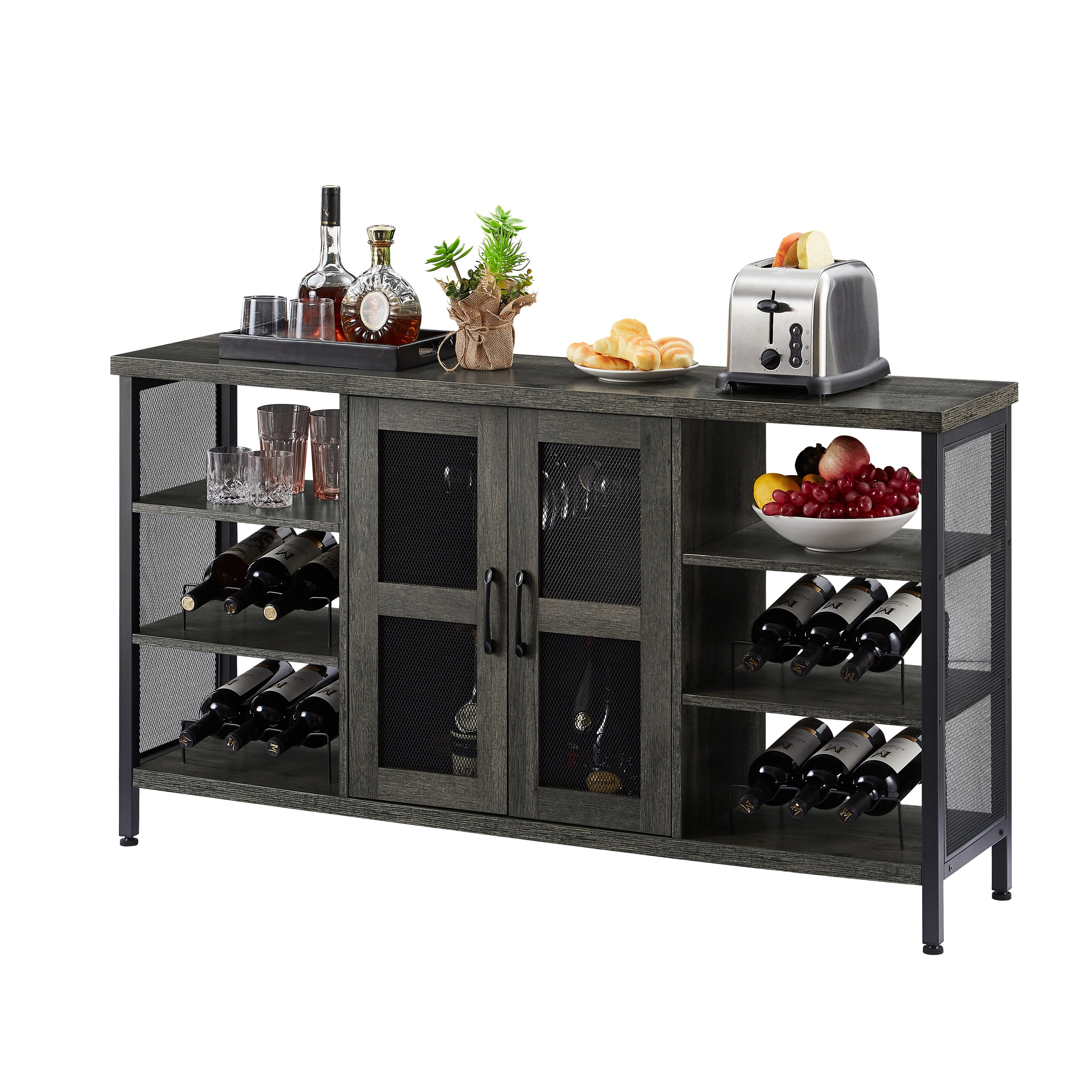 Industrial Wine Bar Cabinet Liquor Storage Credenza Sideboard with Wine Racks Stemware Holder Bed Bath Beyond 38155162