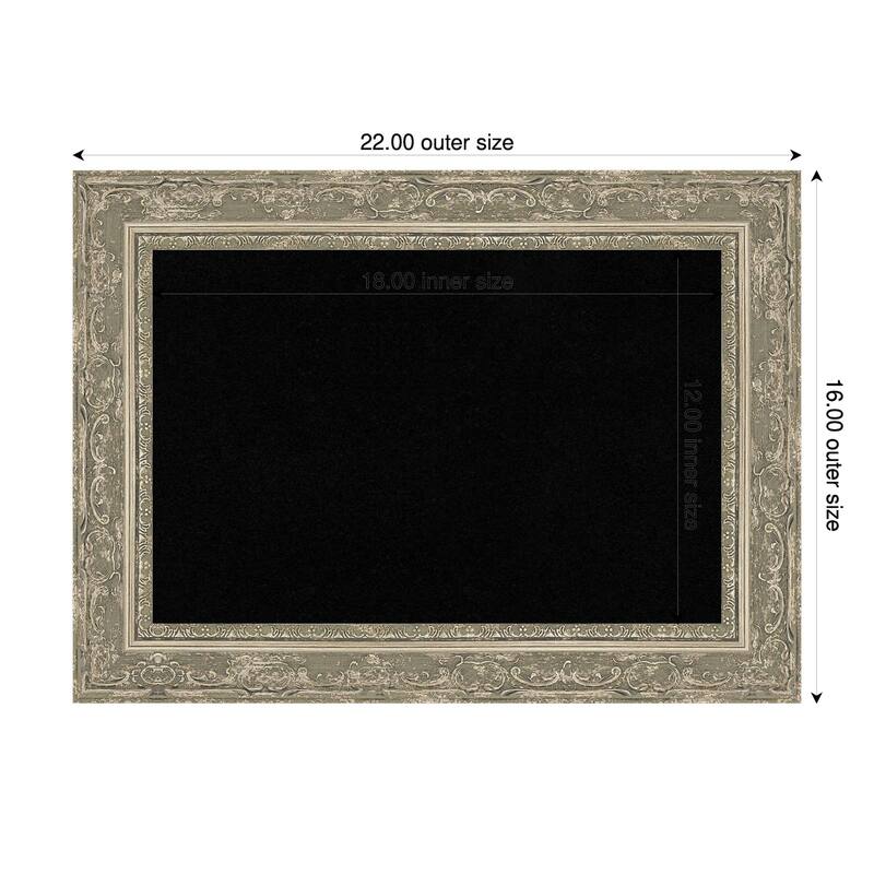 Filigree Silver Framed Cork Board - Bulletin Board, Organization Board, Pin Board - Black - 22 x 16 in