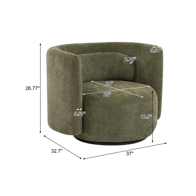 Christopher Knight Home - Swivel Green Fabric Accent Armchair with Lumbar Pillow