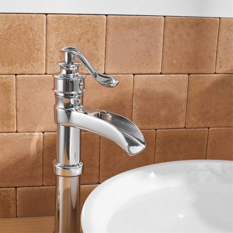 Waterfall Bathroom Vessel Faucet Single Handle Bathroom Vessel Sink Faucets Single Hole Modern Basin Vanity High Mixer Taps