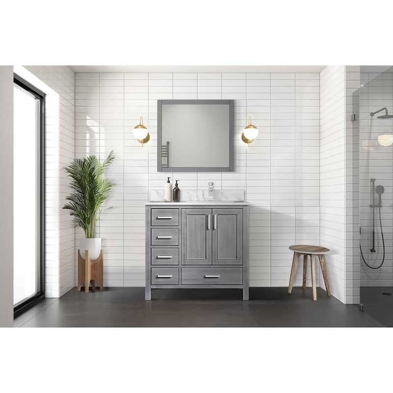 Jacques 36 in. W x 22 in. D Right Offset Distressed Grey Bath Vanity