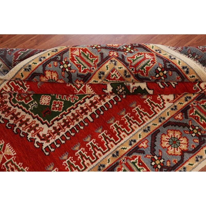 Hand Knotted Oriental 100% Wool Carpet Traditional Geometric Red Viss Area Rug - 9' 0'' X 6' 0''