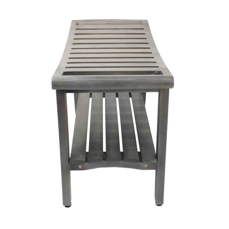CoastalVogue Harmony Antique Gray 30" Teak Shower Bench, LiftAide Arms - Antique Gray