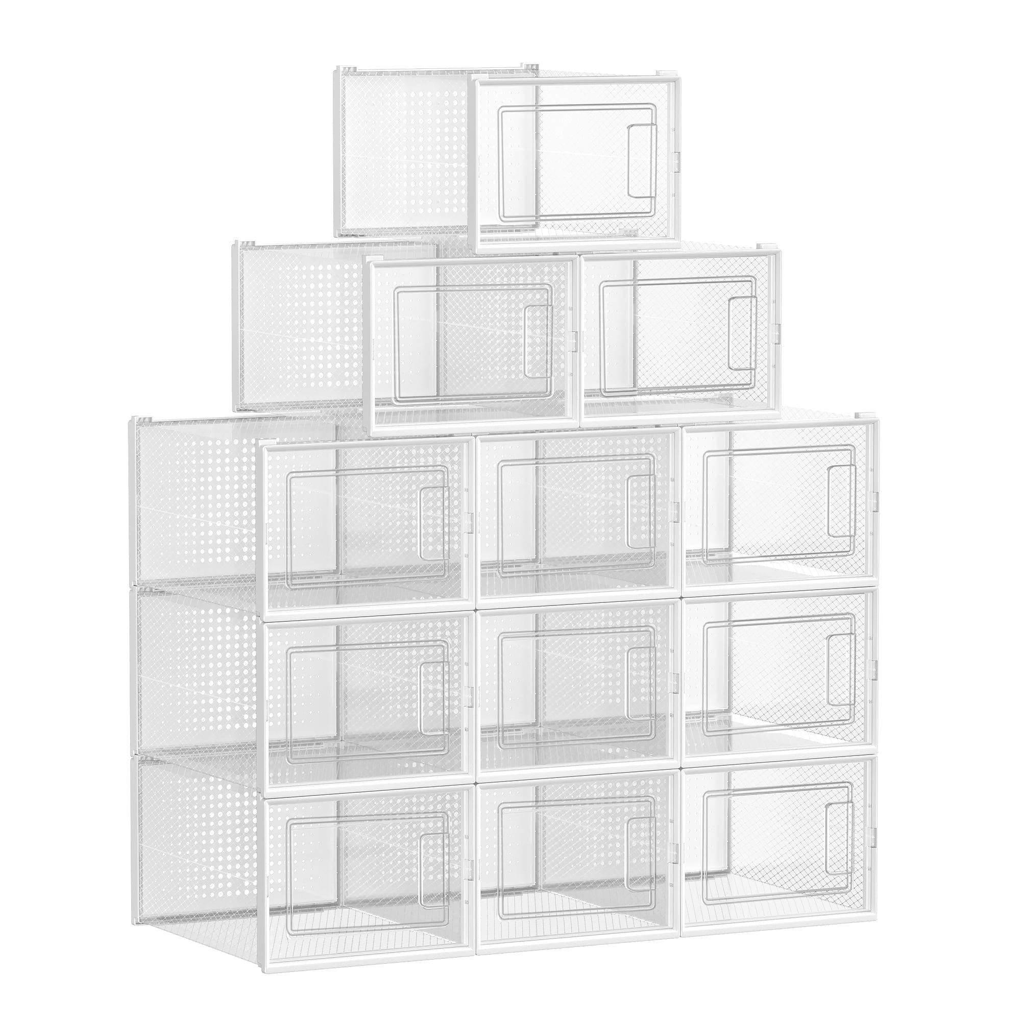 SONGMICS Large 12 Pack Shoe Storage Box Clear Plastic Stackable Shoe songmics-large-12-pack-shoe-storage-box-clear-plastic-stackable-shoe